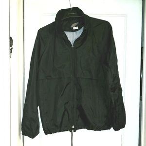 VTG Golden Bear Black Windbreaker Jacket L Roll-Away Hood Lightweight
